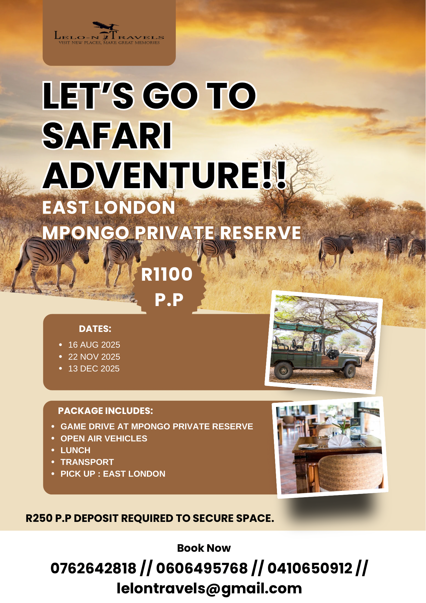 LET’S GO TO SAFARI ADVENTURE EAST LONDON MPONGO PRIVATE RESERVE 